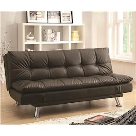 Sofa Bed in Futon Style with Chrome Legs